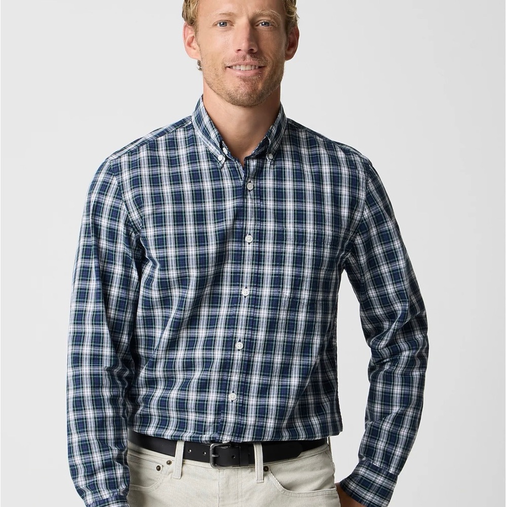 J. Crew Factory Blue and White Plaid Shirt